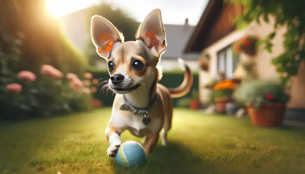 A Chihuahua Terrier mix displaying playful and curious traits in a joyful environment, perfectly capturing the unique personality of the Chihuahua Terrier mix breed.