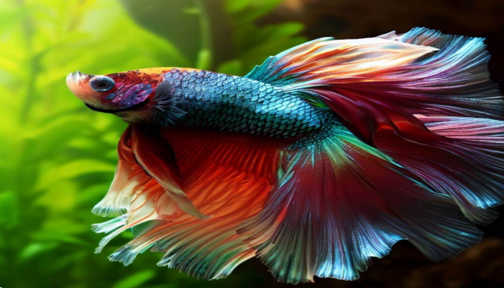 An image showcasing the majestic Giant Betta Fish, highlighting their vibrant colors, impressive size, and regal demeanor in a captivating aquarium setting. Explore the allure of these aquatic kings as they command attention and dominate their underwater kingdom, making them the undisputed monarchs of your aquarium.